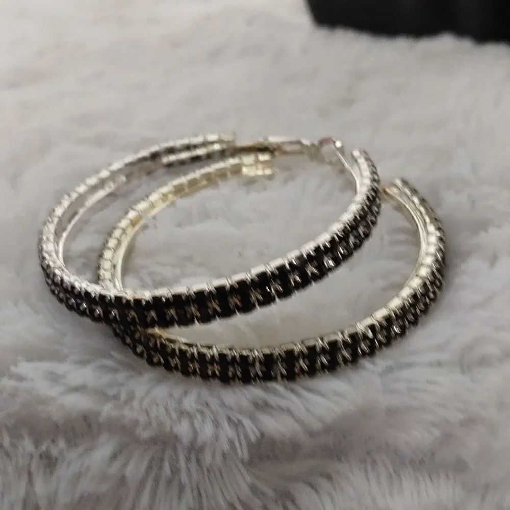 Austrian Crystal Hoop Earrings - Picture 5 of 8